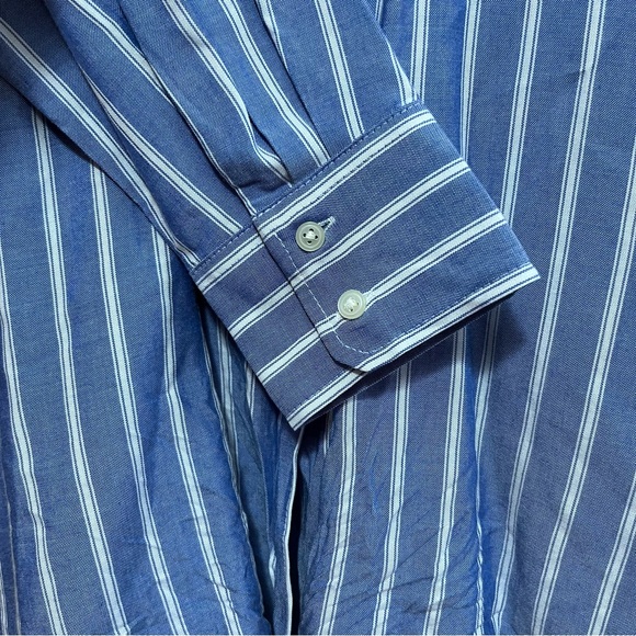 Loft Blue/White Striped Blouse Size Medium NWT - Picture 5 of 9